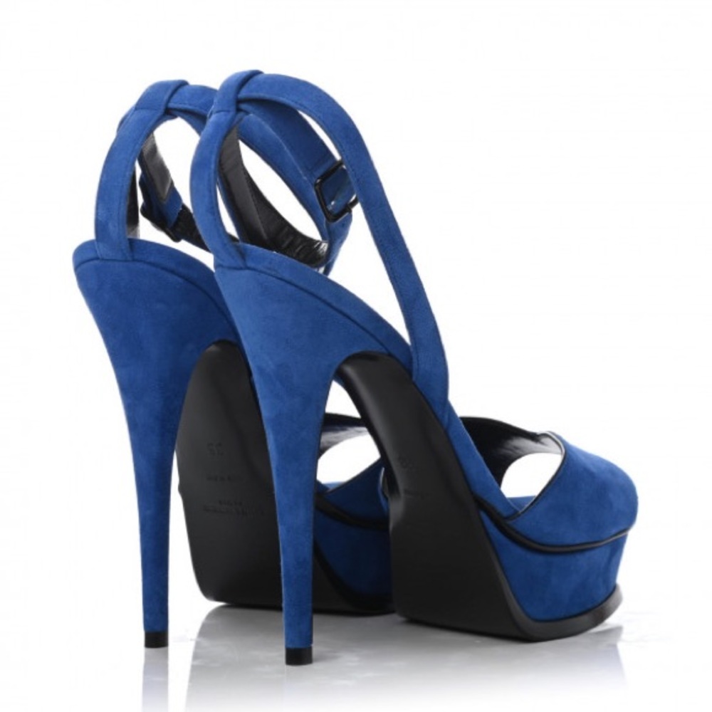💙 SAINT LAURENT Kid Scamosciato Tribute 105 Open Toe Platform Sandals size 37 💙 - Picture 14 of 14